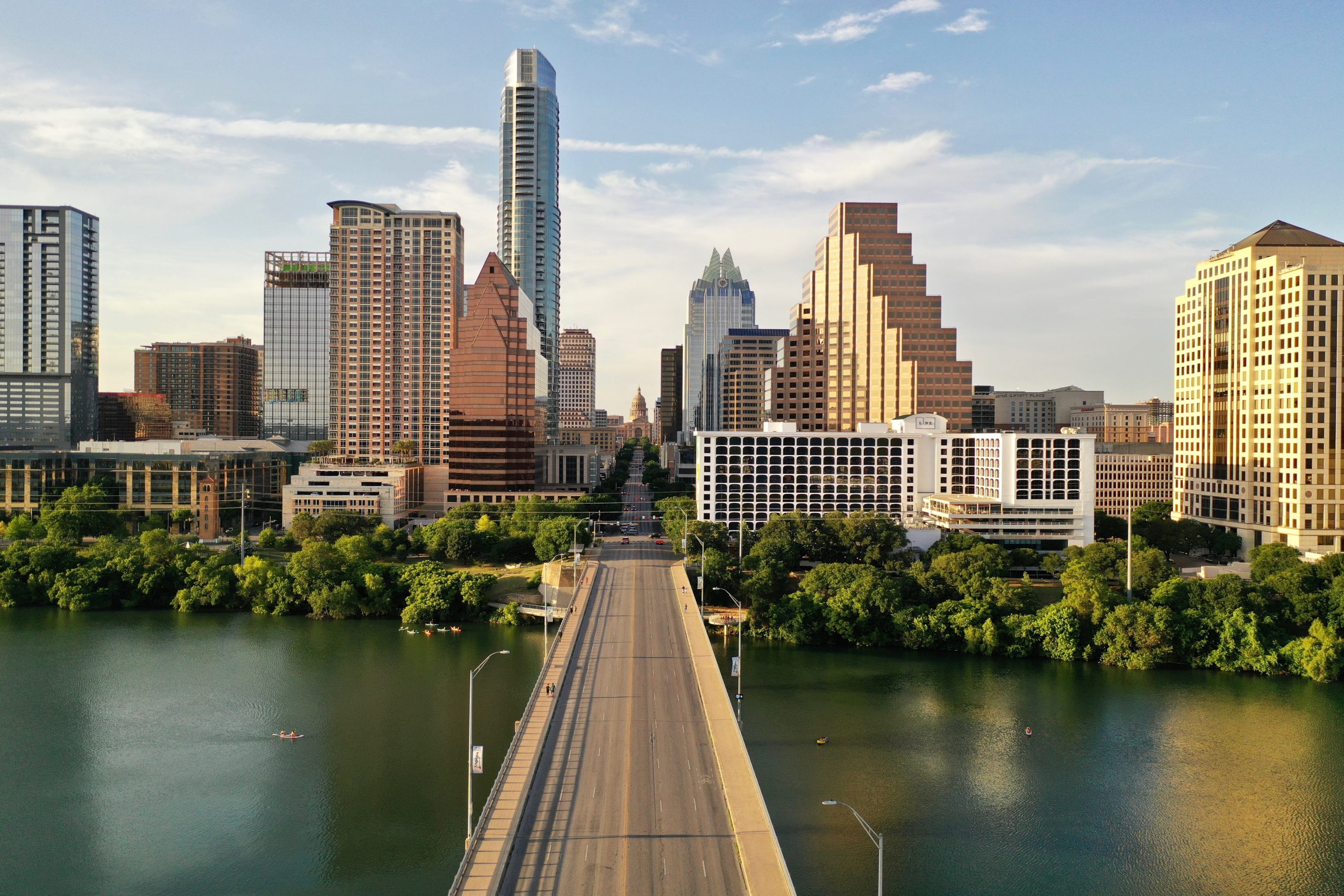 Congress Avenue bridge looking toward the Texas Capitol in Austin
